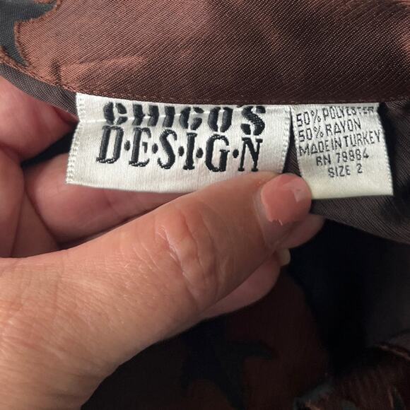 Vtg 90s Chico's Design Tunic Button Top Sz 2 Boho Sheer Burnout Whimsigoth Art - Picture 9 of 12